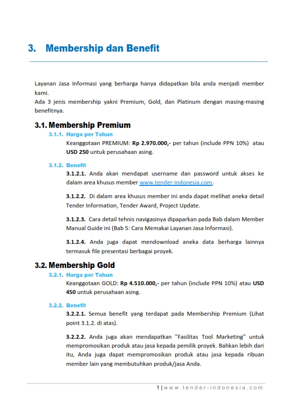 Membership Guide Tender Indonesia BAB 3 - Membership dan Benefit